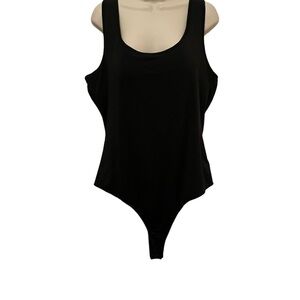 NWT HEYSON Bodysuit Tank Top Snap Closure Black Built-in Bra Size 1XL
